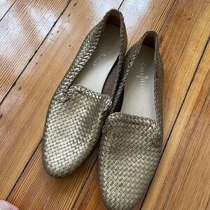 Cole Haan Metallic Gold Woven Leather Loafers